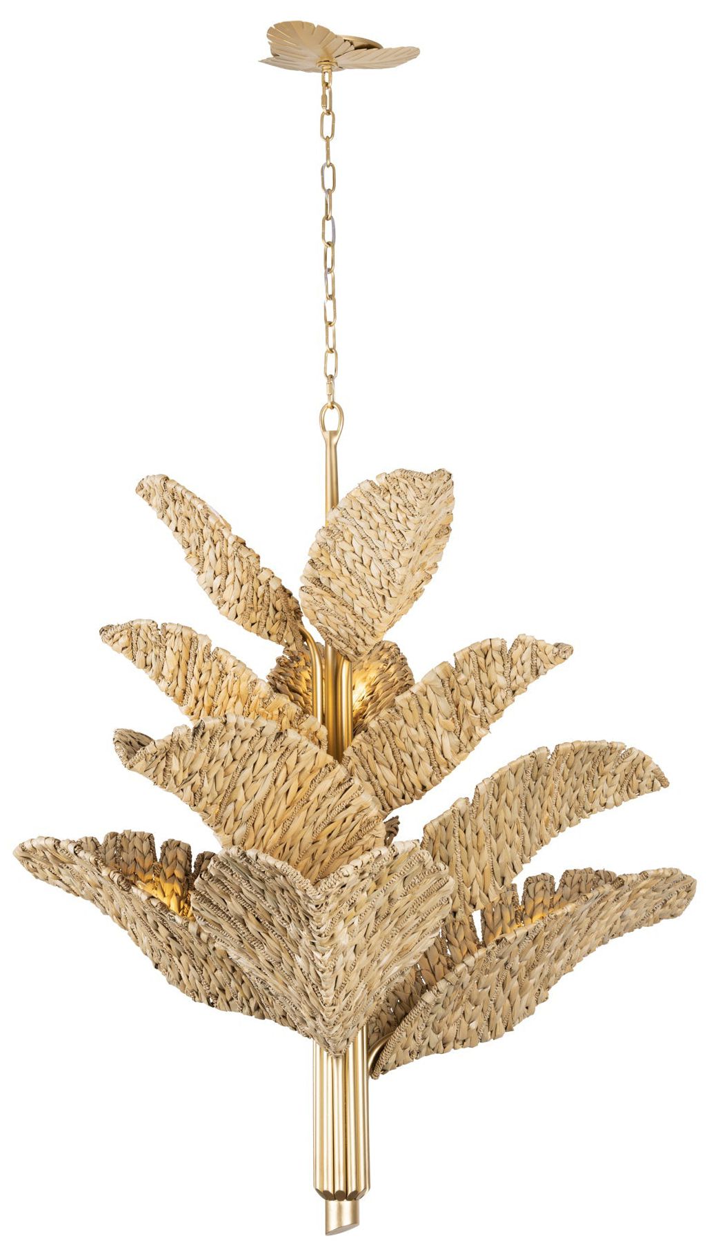 Varaluz Banana Leaf 12-lt Chandelier - French Gold/natural Seagrass
