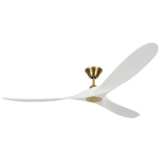 70&quot; Monte Carlo Maverick II Brass White Large Ceiling Fan with Remote