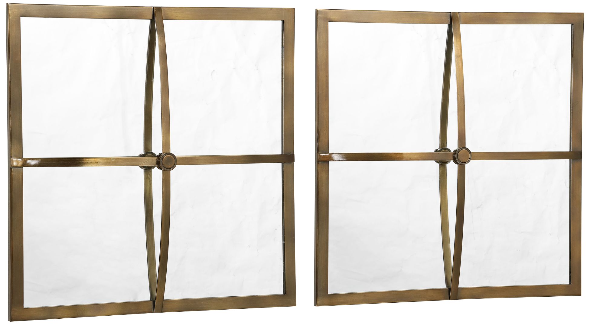 Uttermost Window Pane Gold 18" Square Wall Mirrors Set of 2 88A91 Lamps Plus