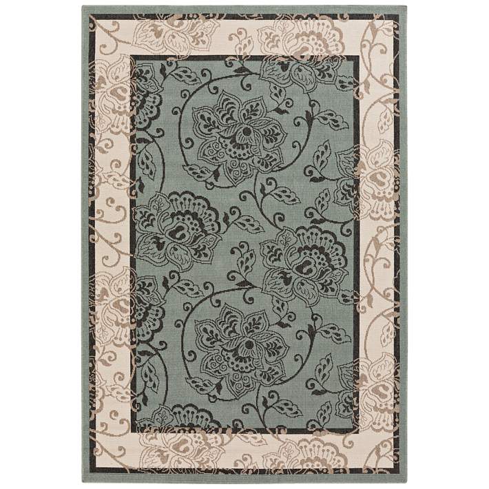 Alfresco Alf 9594 Sage And Cream, Blue And Green Area Rugs 5 215 7 Sage