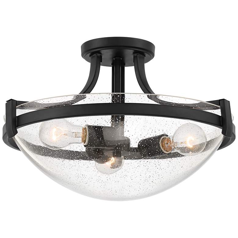 Mallot 18&quot; Wide Black and Glass 3-Light Ceiling Light