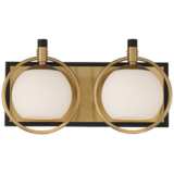 Carlyn 9 3/4&quot;H Antiqued Brass and Black 2-Light Wall Sconce