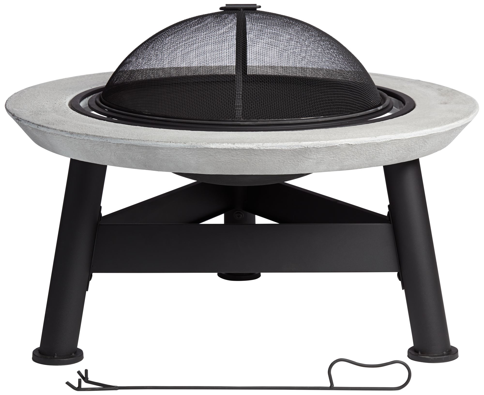 Orbiter 30" Wide Round Black Wood Burning Outdoor Fire Pit