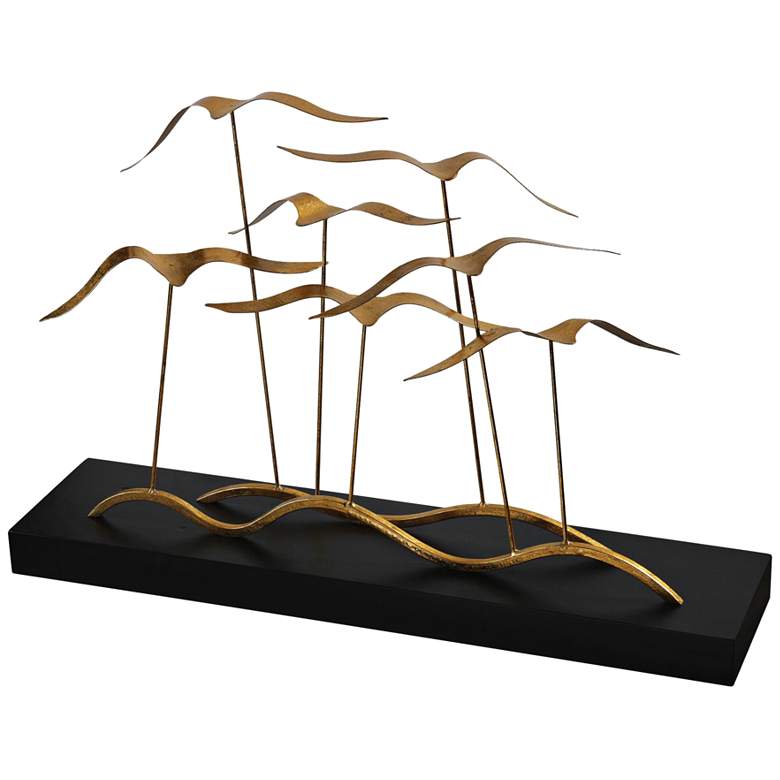 Image 2 Uttermost Flock of Seagulls 24"W Gold and Black Sculpture