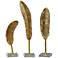 Uttermost Feathers Metallic Gold Sculptures Set of 3