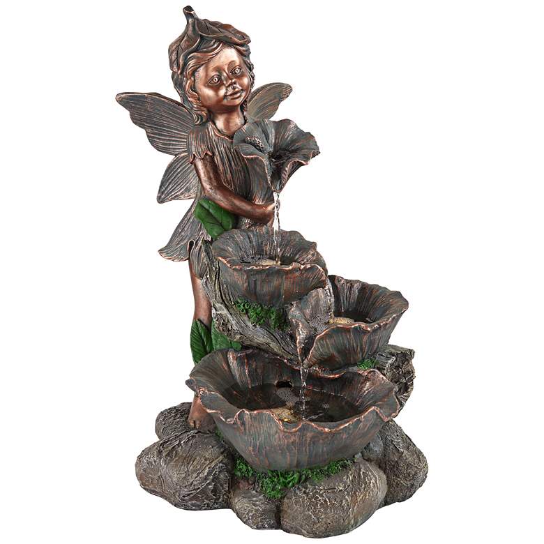 Image 2 Fairy 24" High Bronze LED Cascading Indoor/Outdoor Fountain
