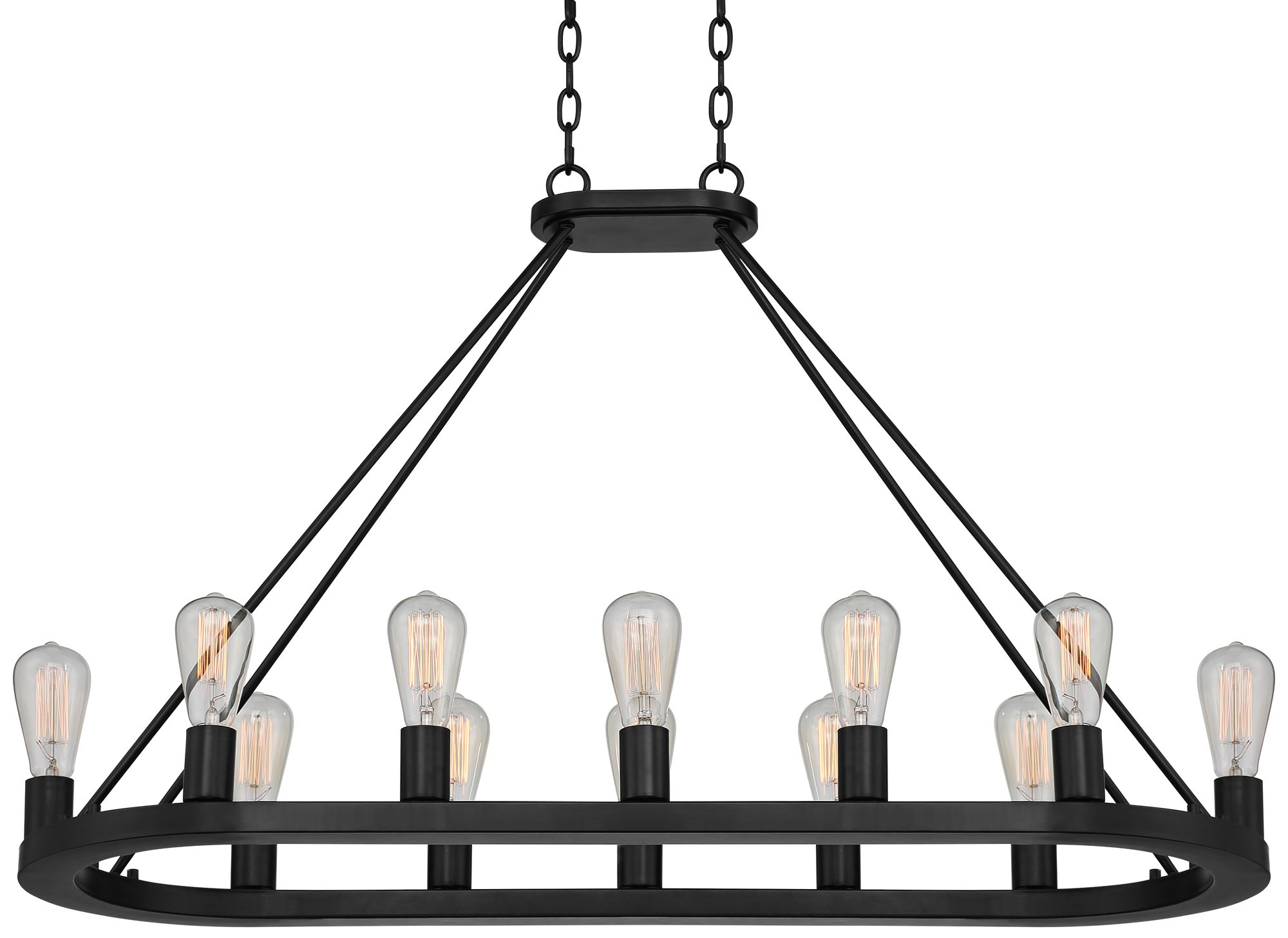 Lacey 42" Wide Black Oval 12-Light LED Chandelier