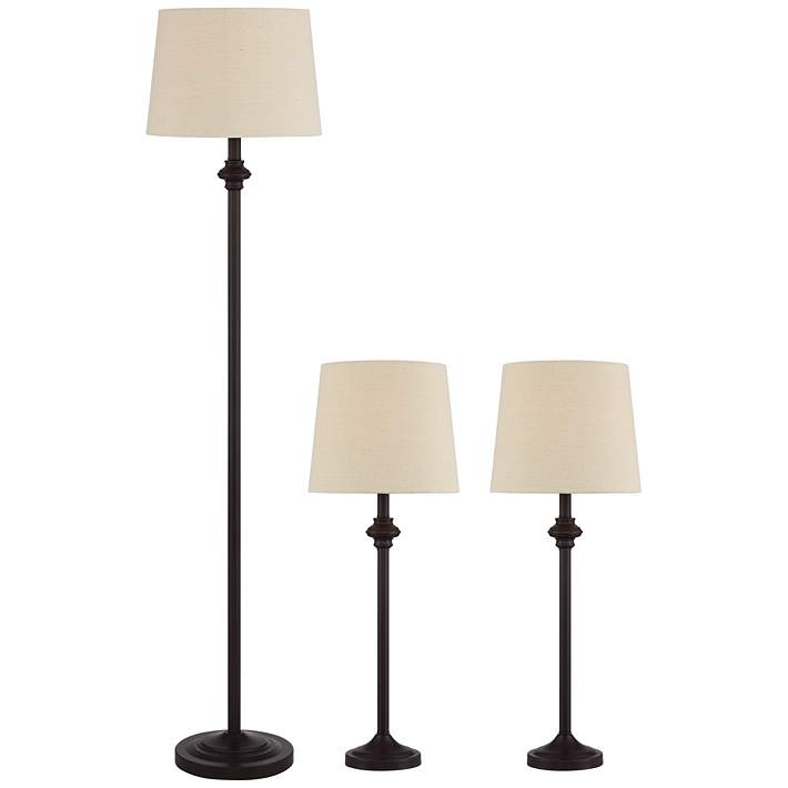 Carter Bronze Floor And Table Lamp Set, Floor Lamp And Matching Table
