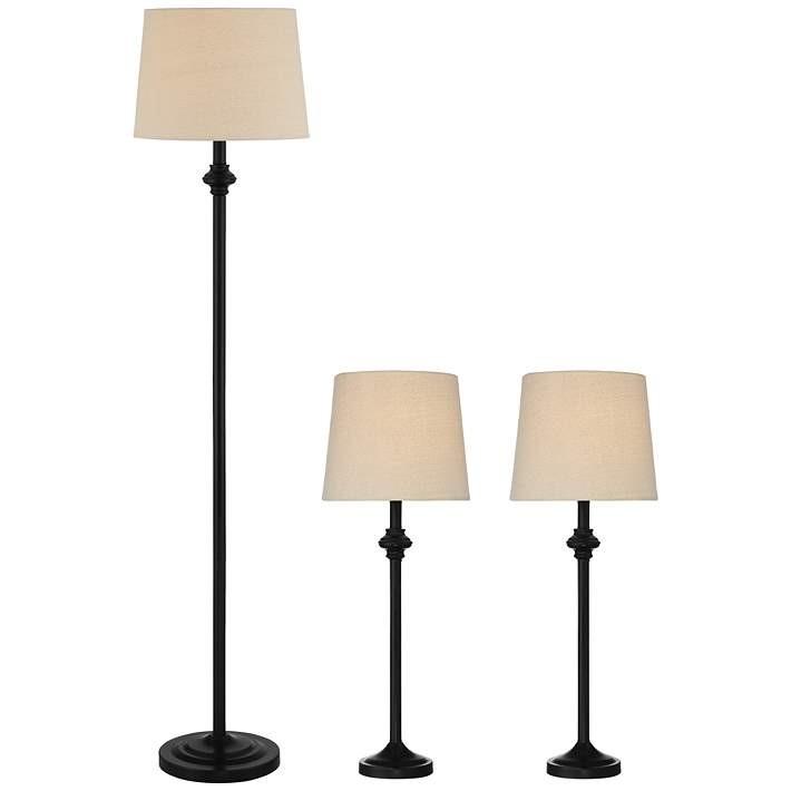 Urbanest 3-Piece Lamp Set,Soft Pleated White shades,Floor Lamp,Two Table Lamps 