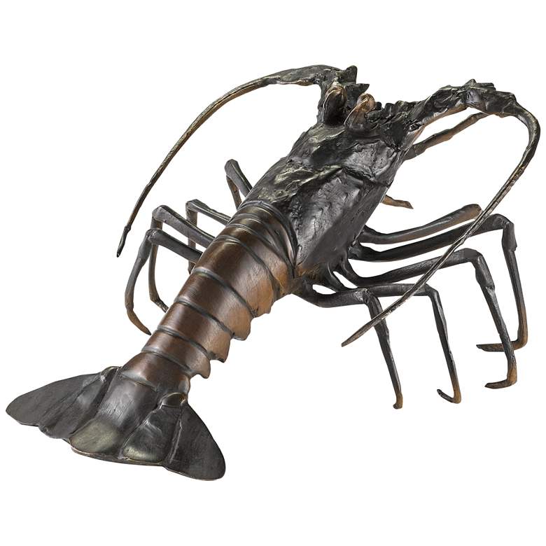 Edo 15 3/4&quot; Wide Black and Bronze Lobster Sculpture