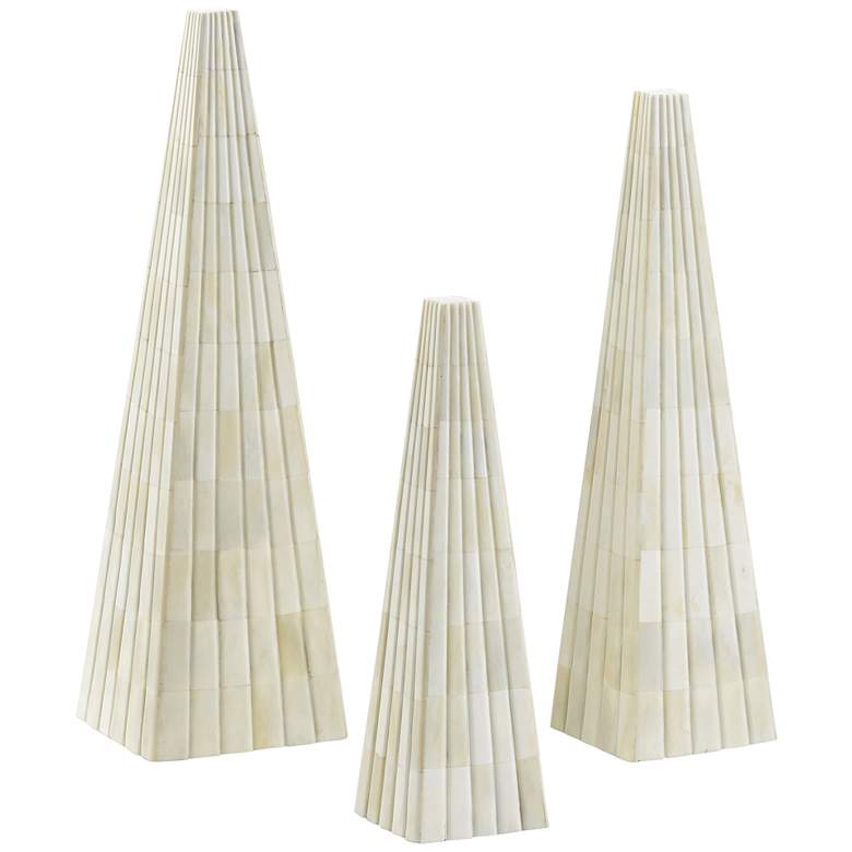 Currey and Company Ossian White Obelisk Sculptures Set of 3