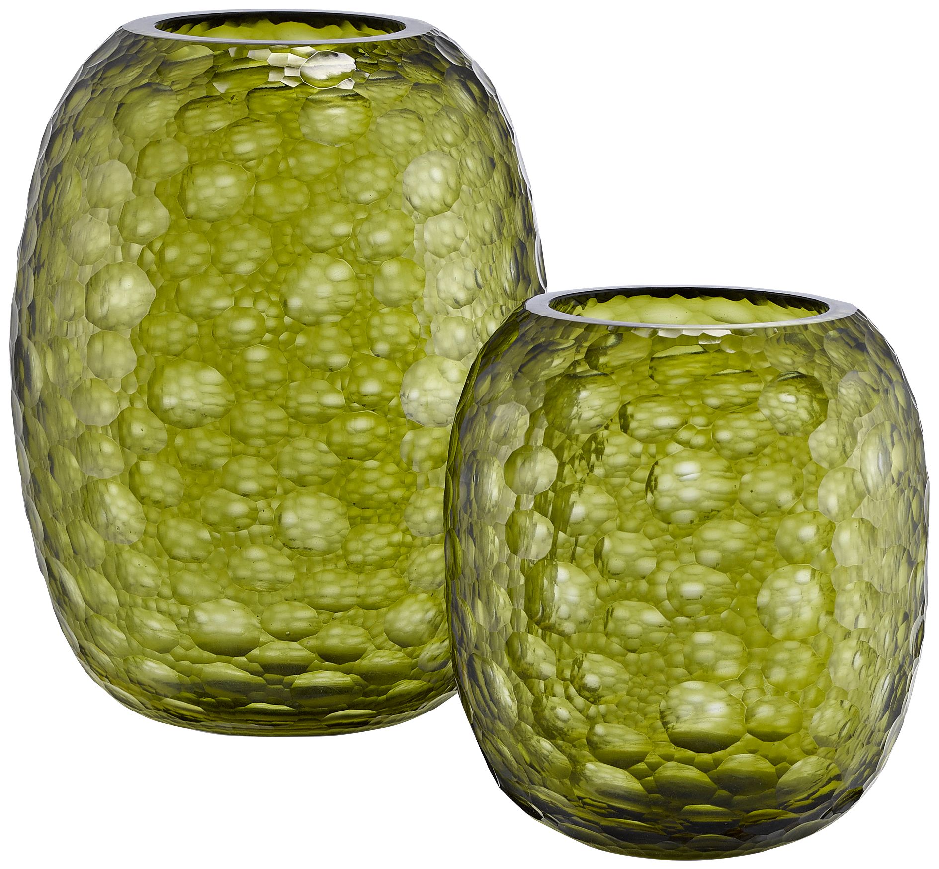 Currey and Company Wintergreen Olive Glass Vases Set of 2
