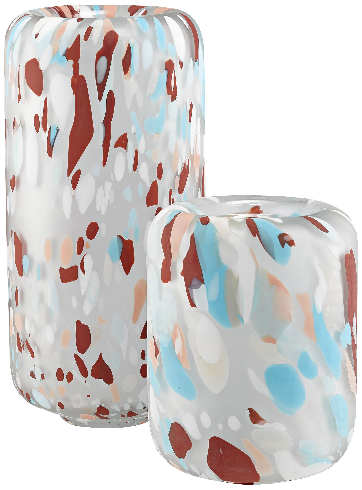 Mardi Gras Multi-Color Glass Vases Set of 2