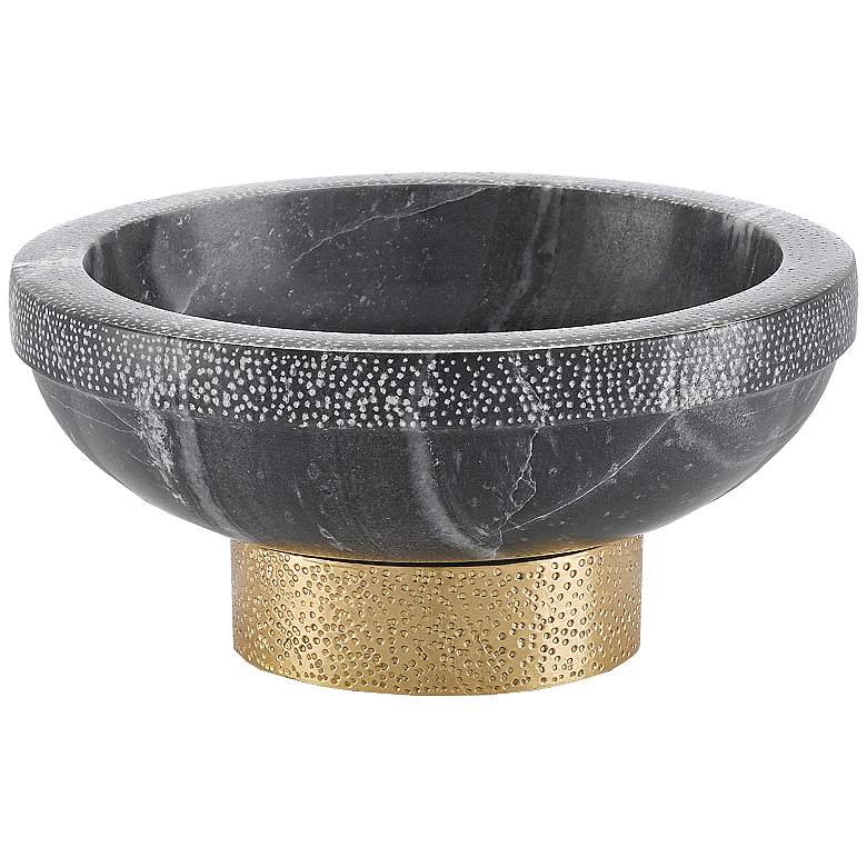 Image 1 Currey and Company Valor Black and Brass 3 3/4"H Marble Bowl