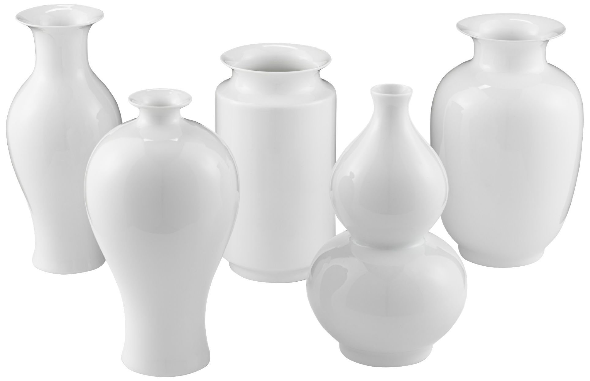 Imperial White 9 1/4"H Porcelain Decorative Vases Set of 5