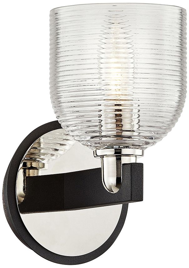 Munich 8 1/2"H Carbide Black and Polished Nickel Wall Sconce