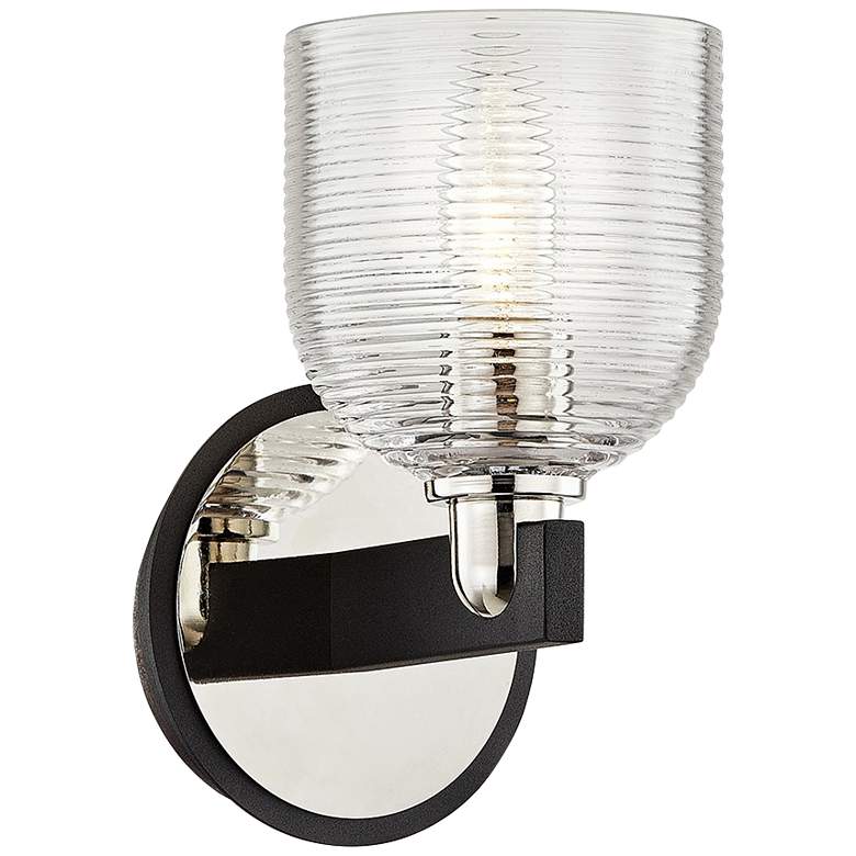 Munich 8 1/2&quot;H Carbide Black and Polished Nickel Wall Sconce
