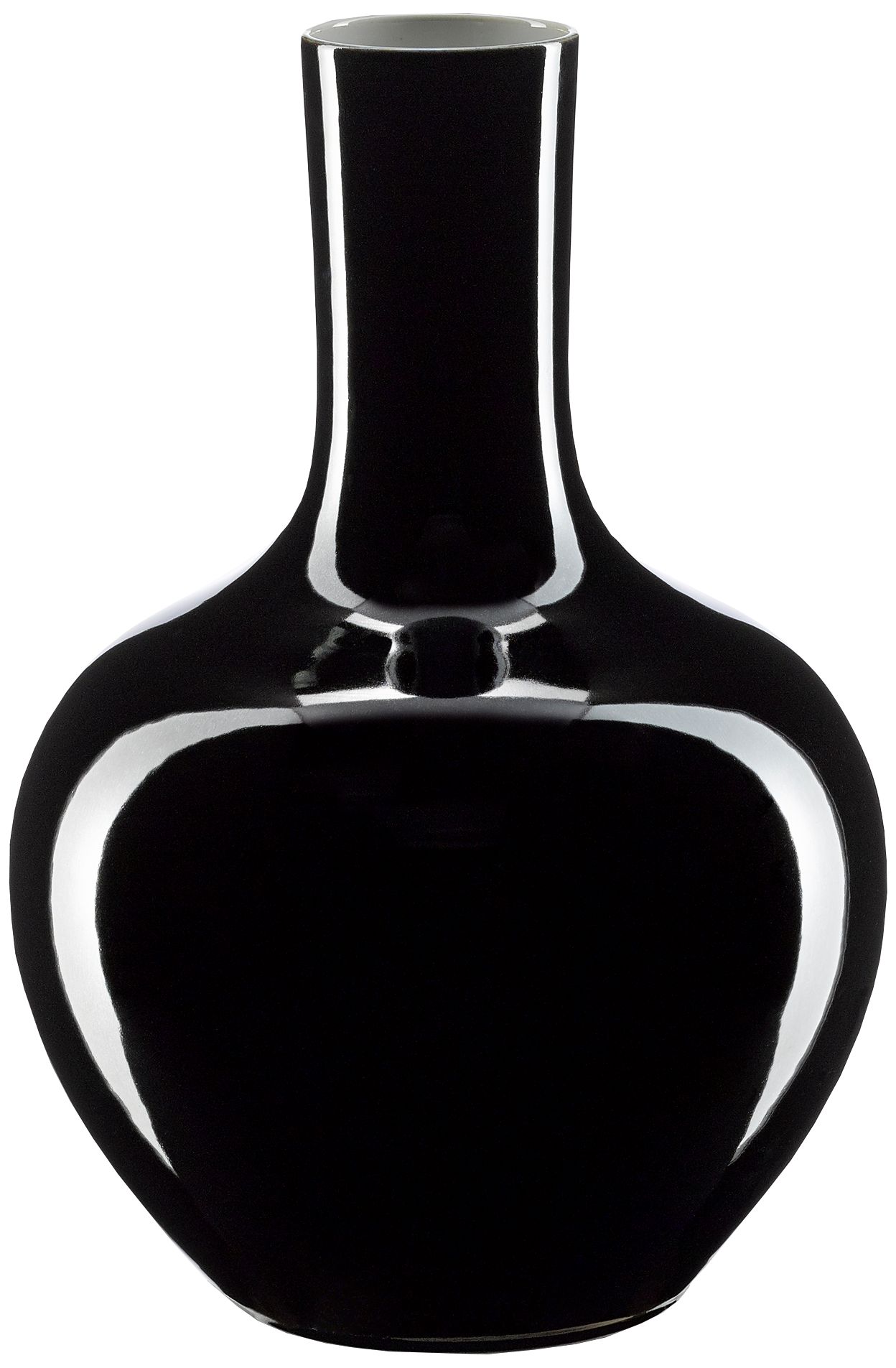 Imperial Black 16" High Gourd Porcelain Decorative Vase