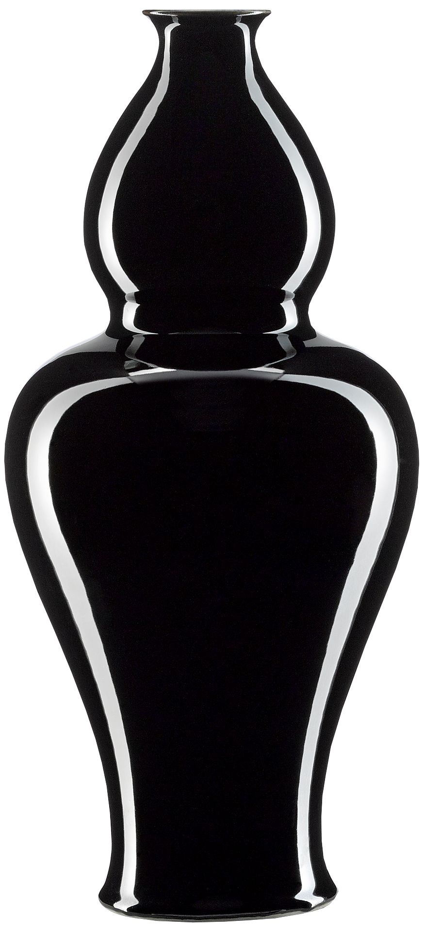 Imperial Black 16 3/4" High Elongated Double Gourd Vase