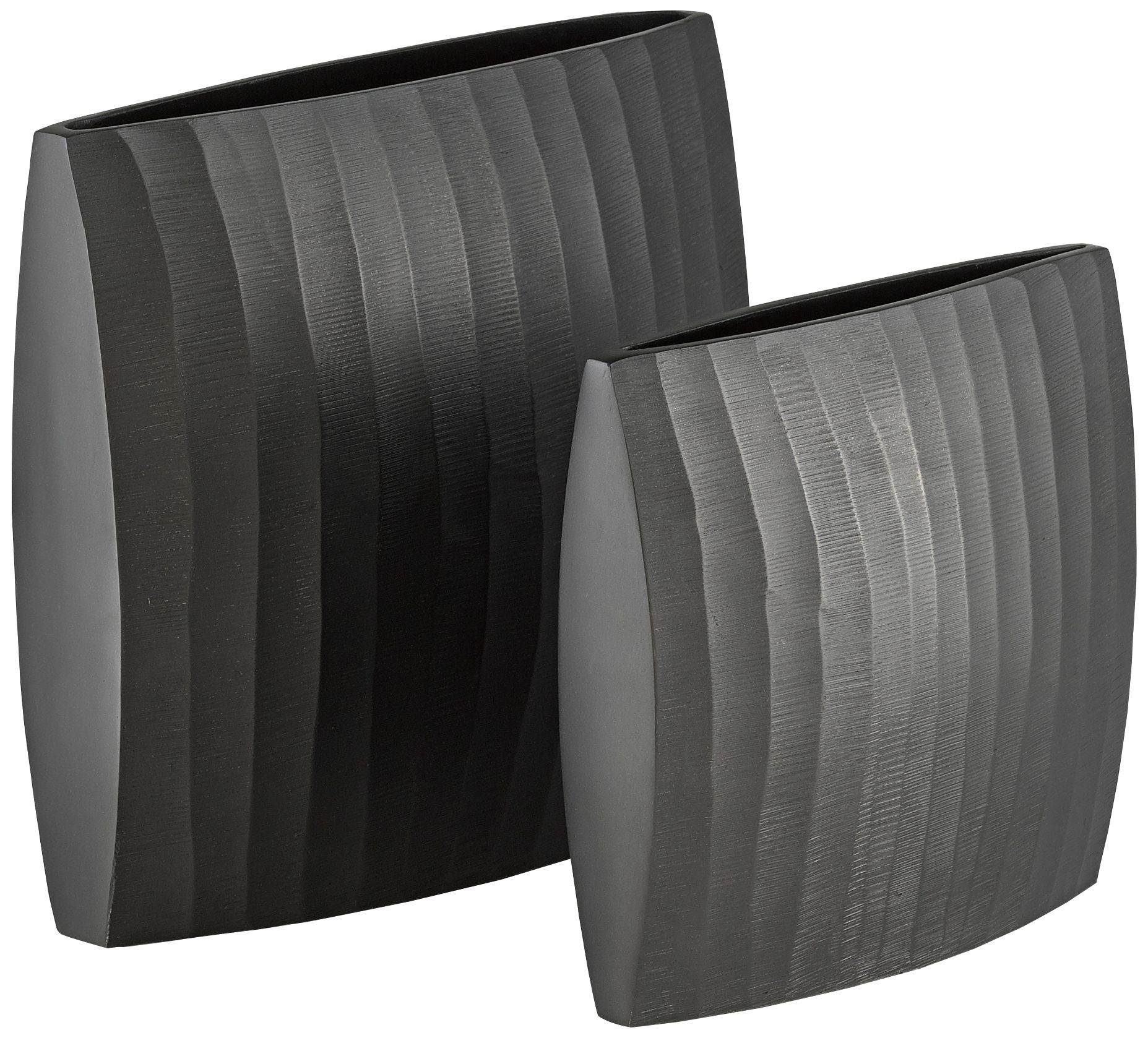 Currey and Company Ater Graphite Metal Vases Set of 2