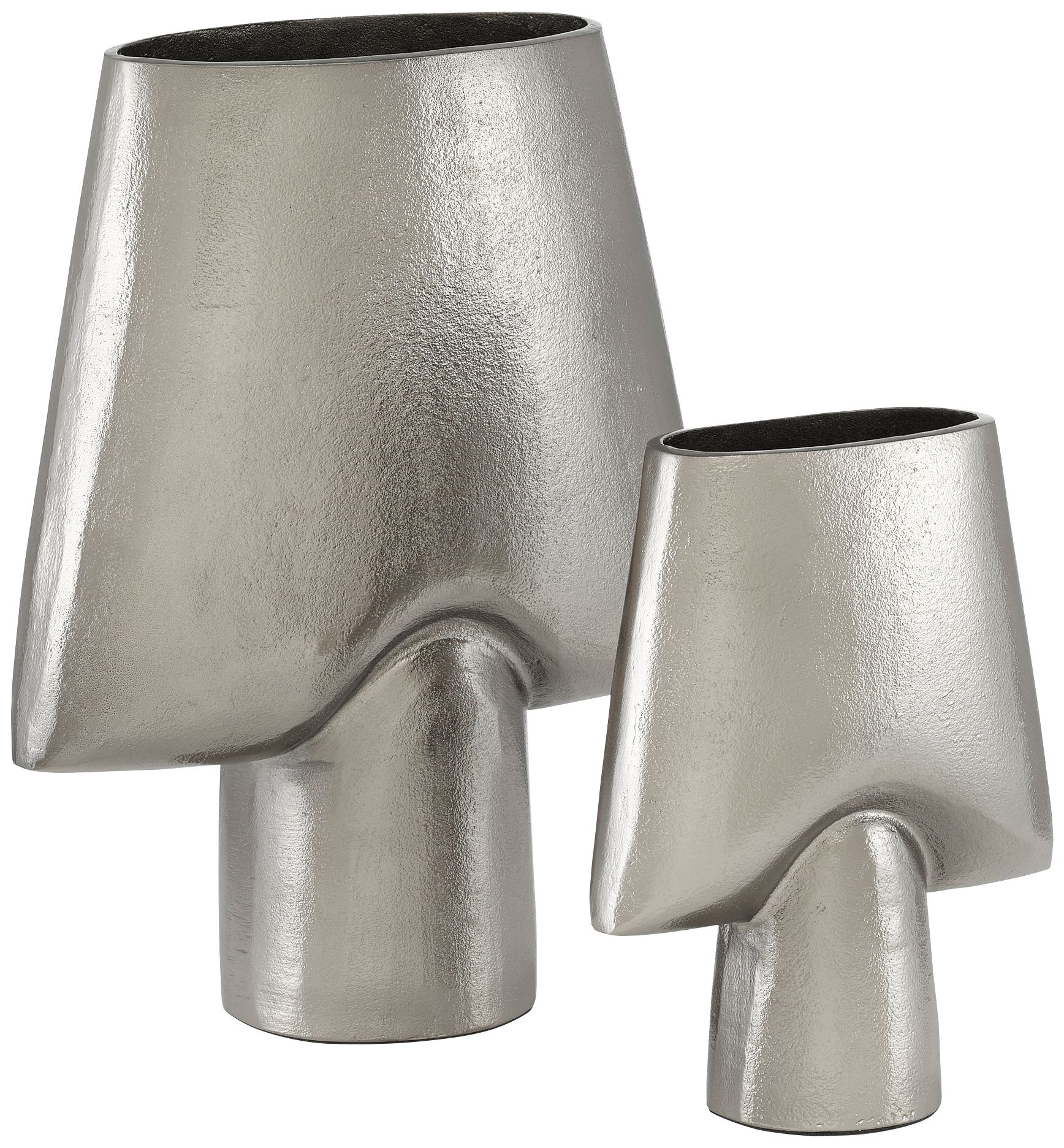 Currey and Company Wallah Black Nickel Vases Set of 2