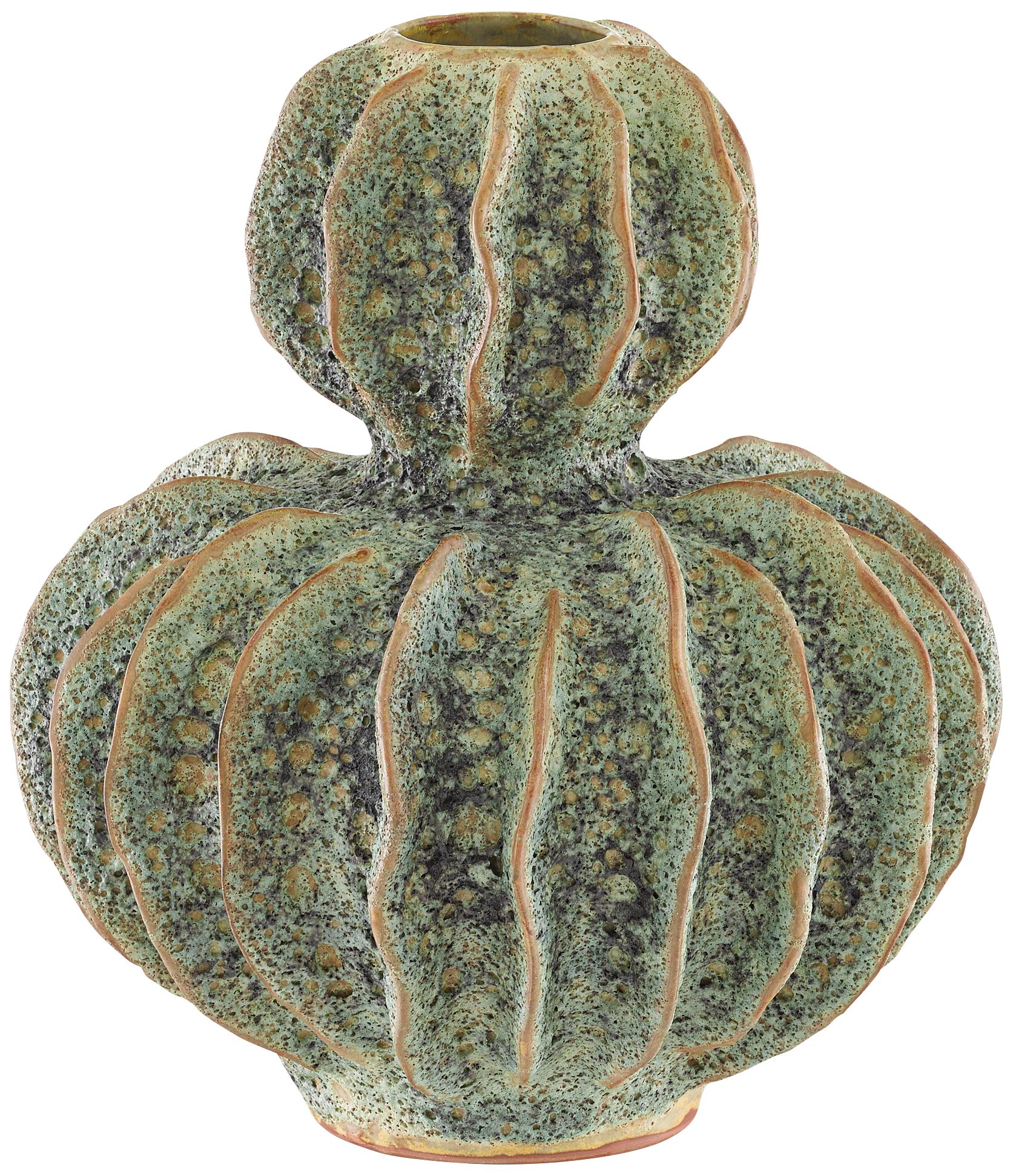 Sunken Boat Moss Green 14 1/4"H Double Gourd Ceramic Vase