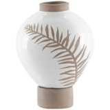 Fern White and Tan 11 1/4&quot; High Terracotta Decorative Vase