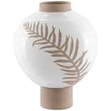 Fern White and Tan 15&quot; High Terracotta Decorative Vase