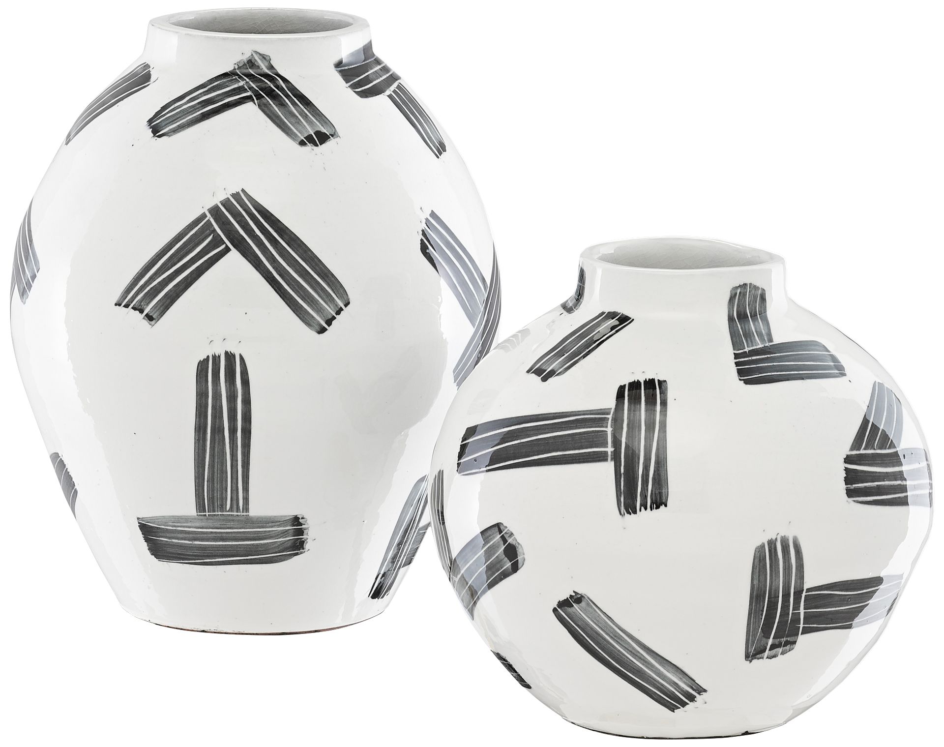 Cipher White and Black Terracotta Vases Set of 2