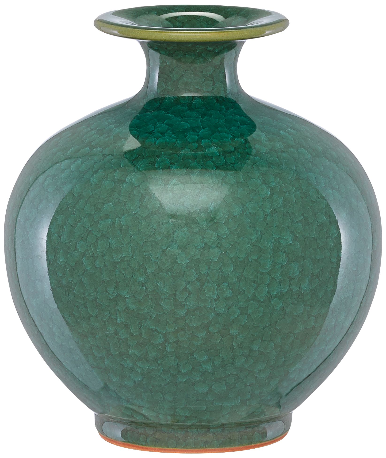 Kara Crystalized Green 9 1/4" High Porcelain Decorative Vase