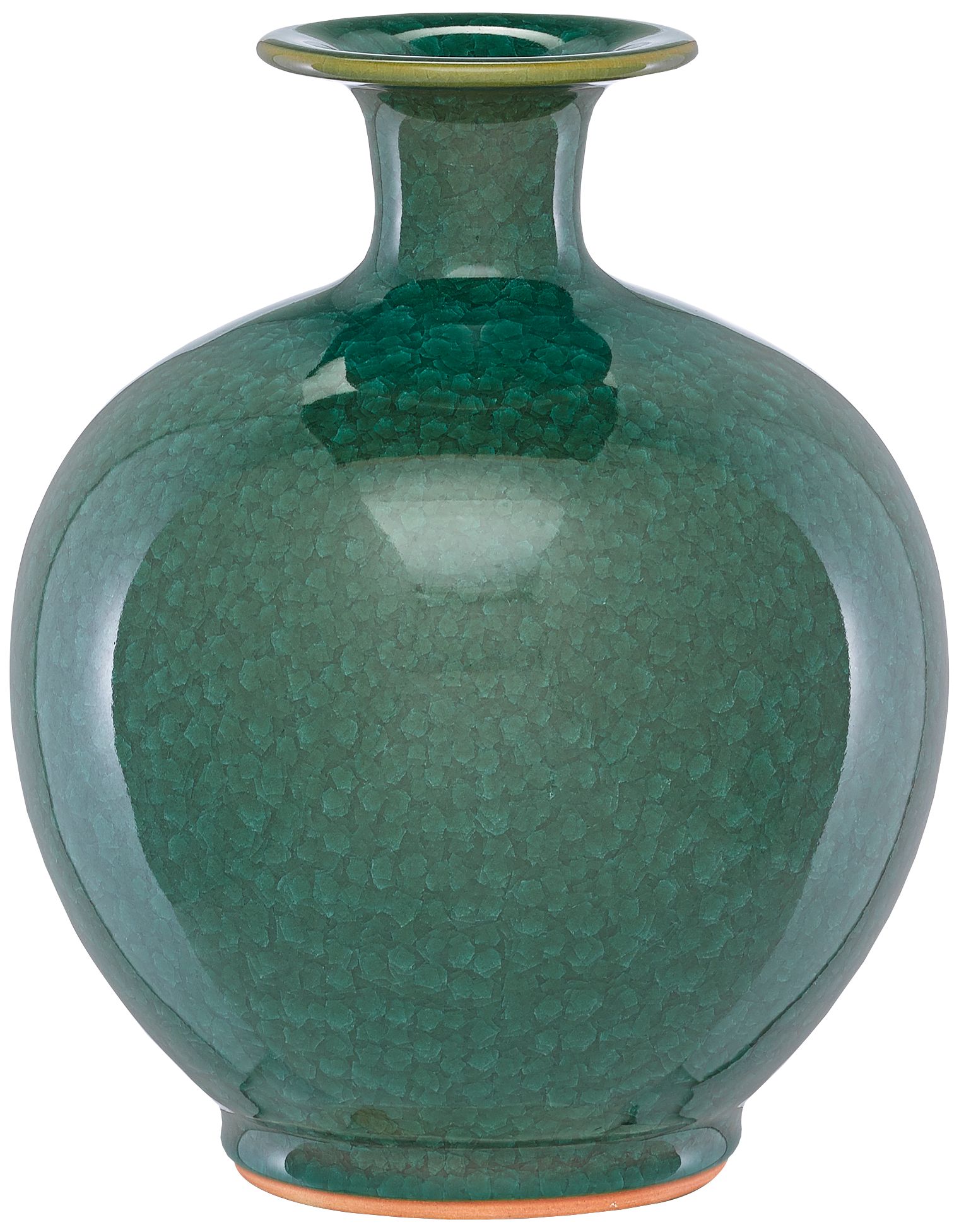Kara Crystalized Green 12" High Porcelain Decorative Vase