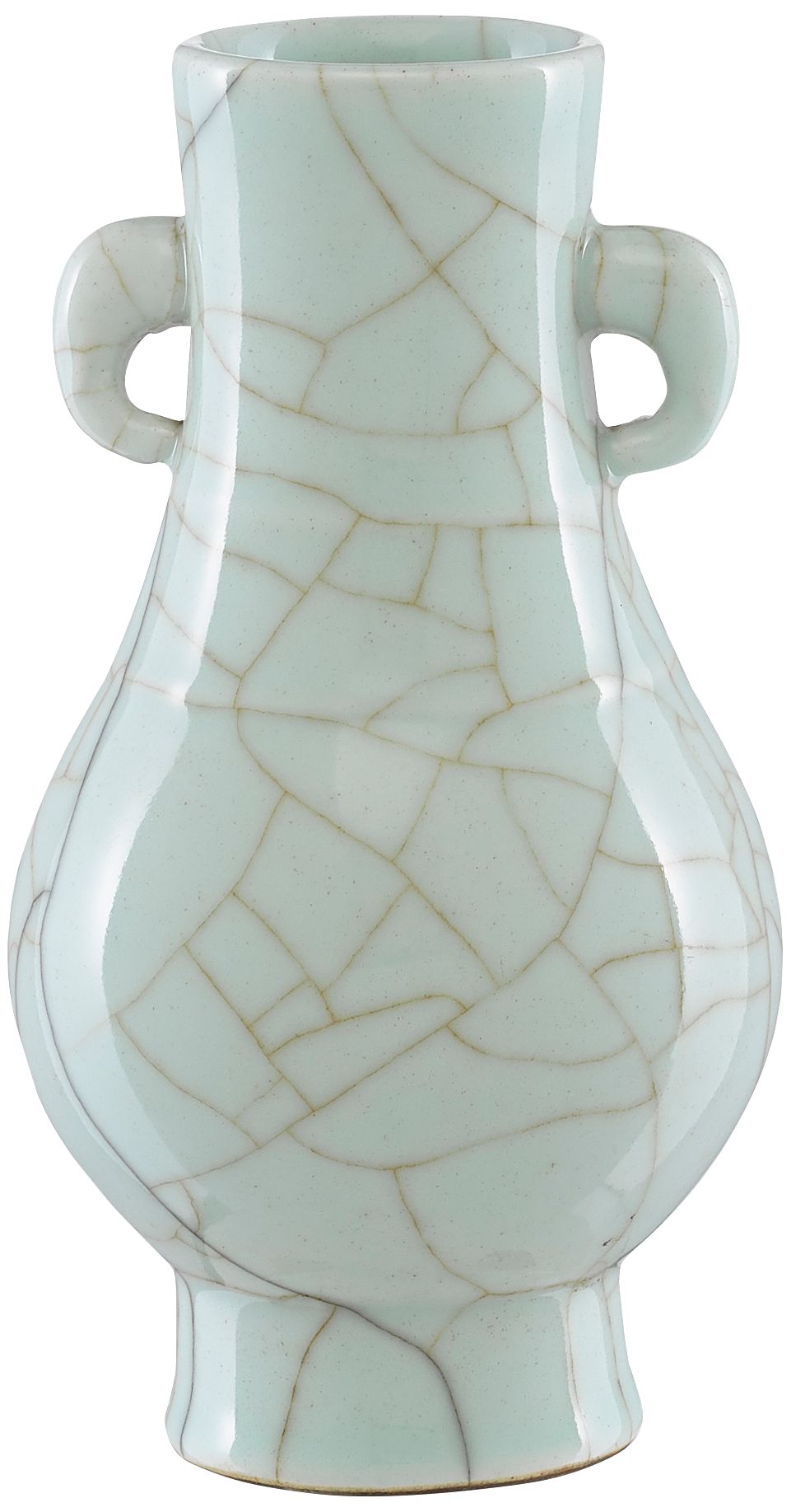 Maiping Celadon Crackle 9 1/2" High Porcelain Ear Vase