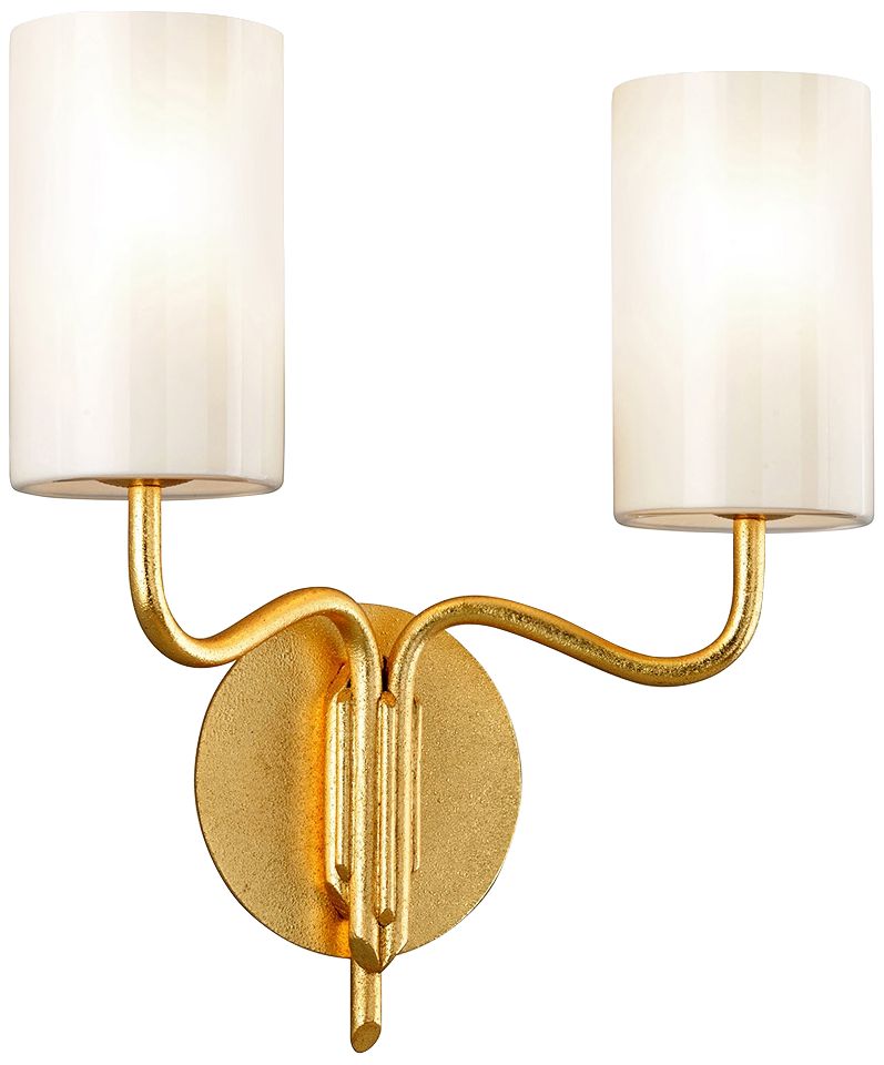 Juniper 15" High Textured Gold Leaf 2-Light Wall Sconce