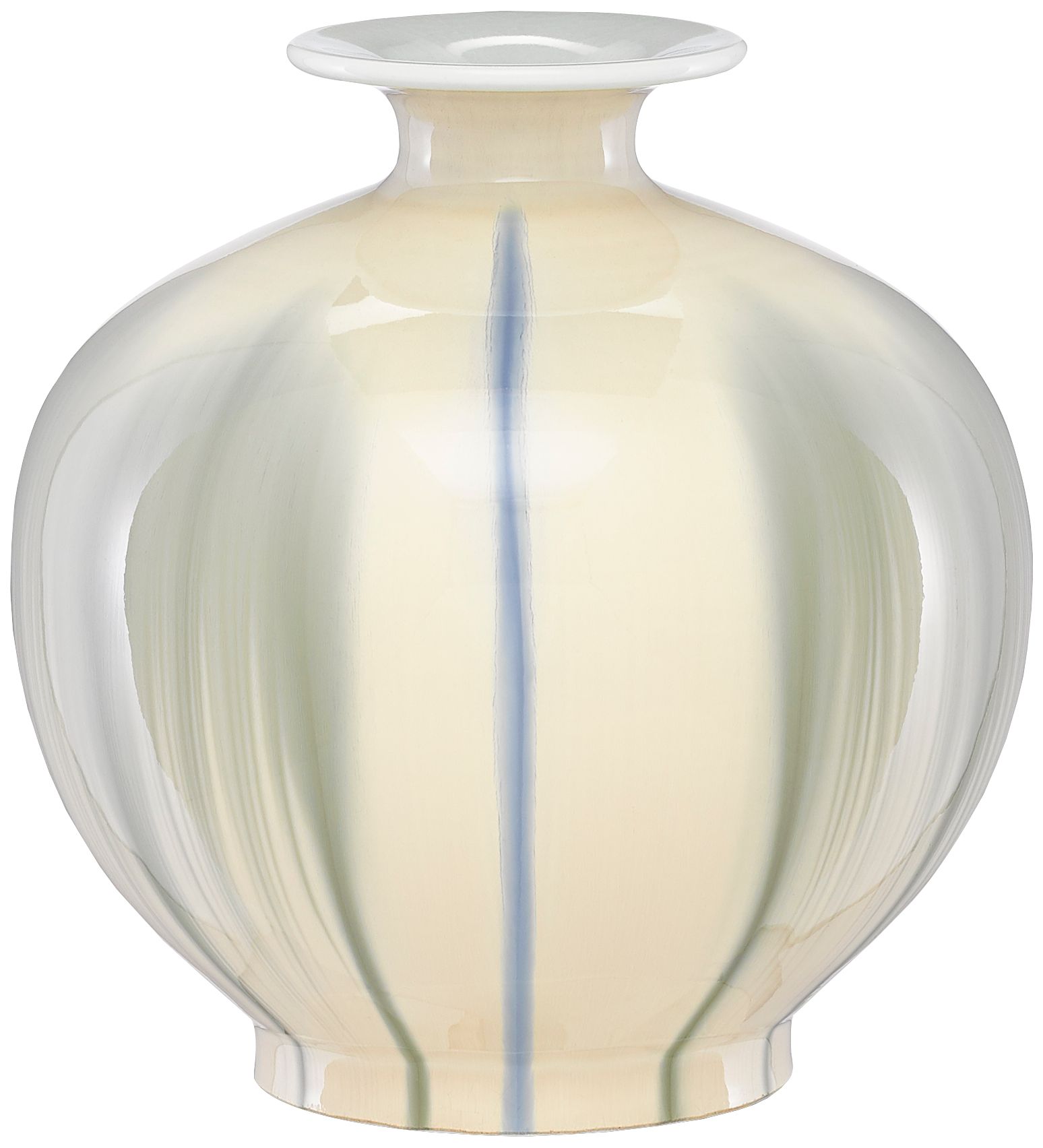 Kara Cream and Artichoke Green 9 1/4" High Porcelain Vase