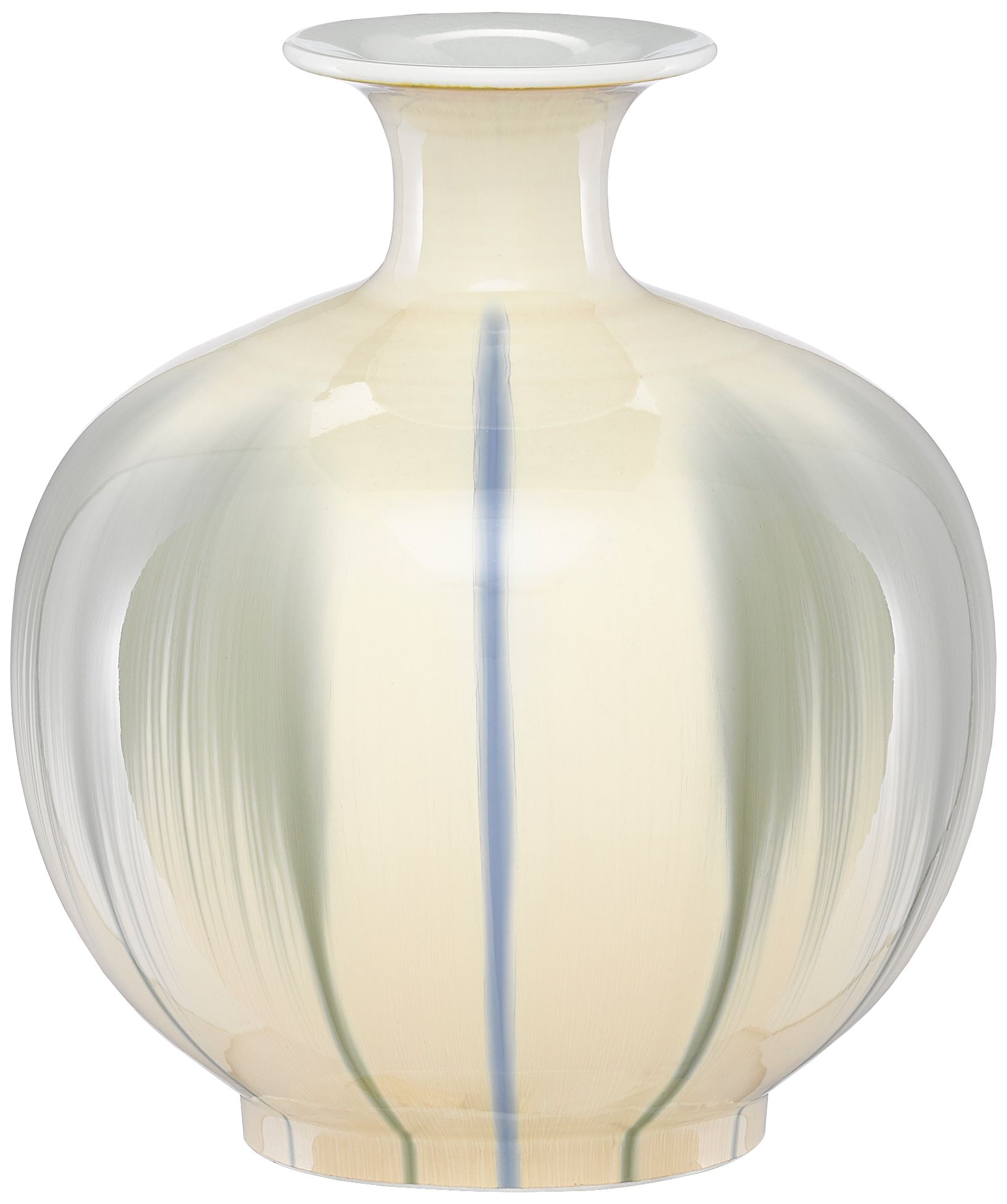 Kara Cream and Artichoke Green 11 1/4" High Porcelain Vase
