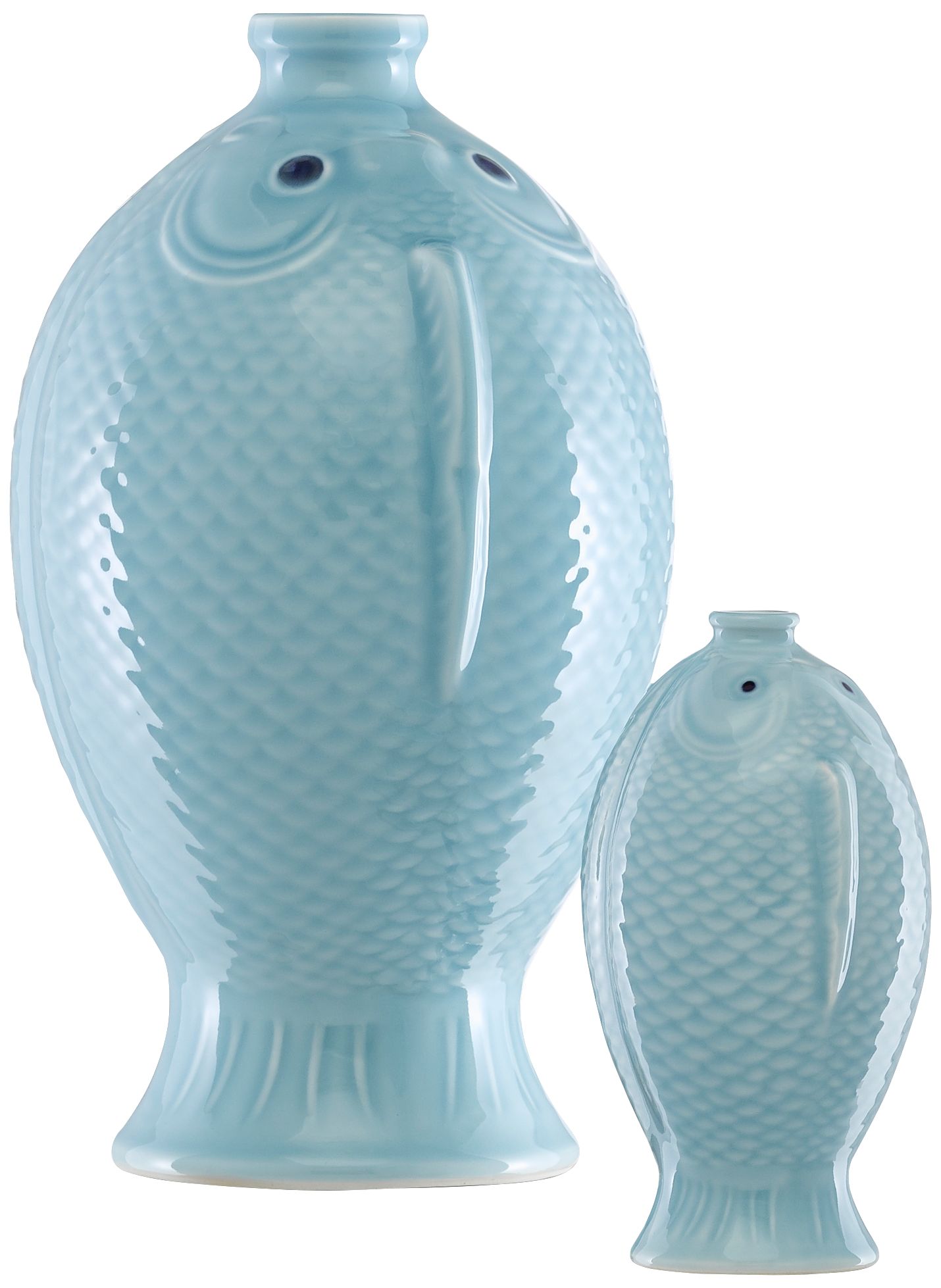 Currey and Company Laguna Soft Blue Porcelain Vases Set of 2