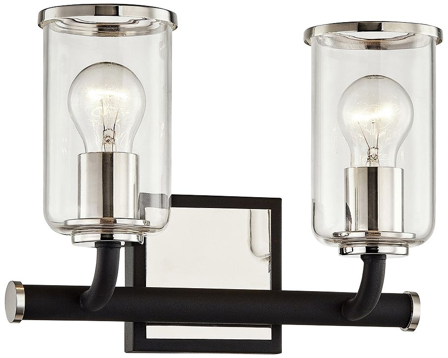 Aeon 9" High Carbide Black and Nickel 2-Light Wall Sconce