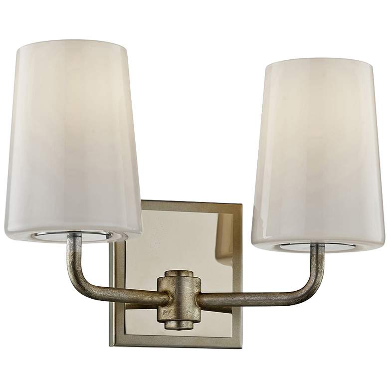 Simone 9 1/2&quot;H Silver Leaf and Nickel 2-Light Wall Sconce