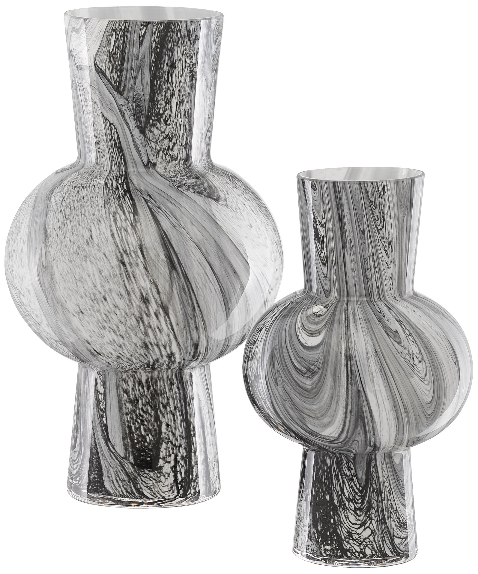 Stormy Sky Black and White Glass Vases Set of 2