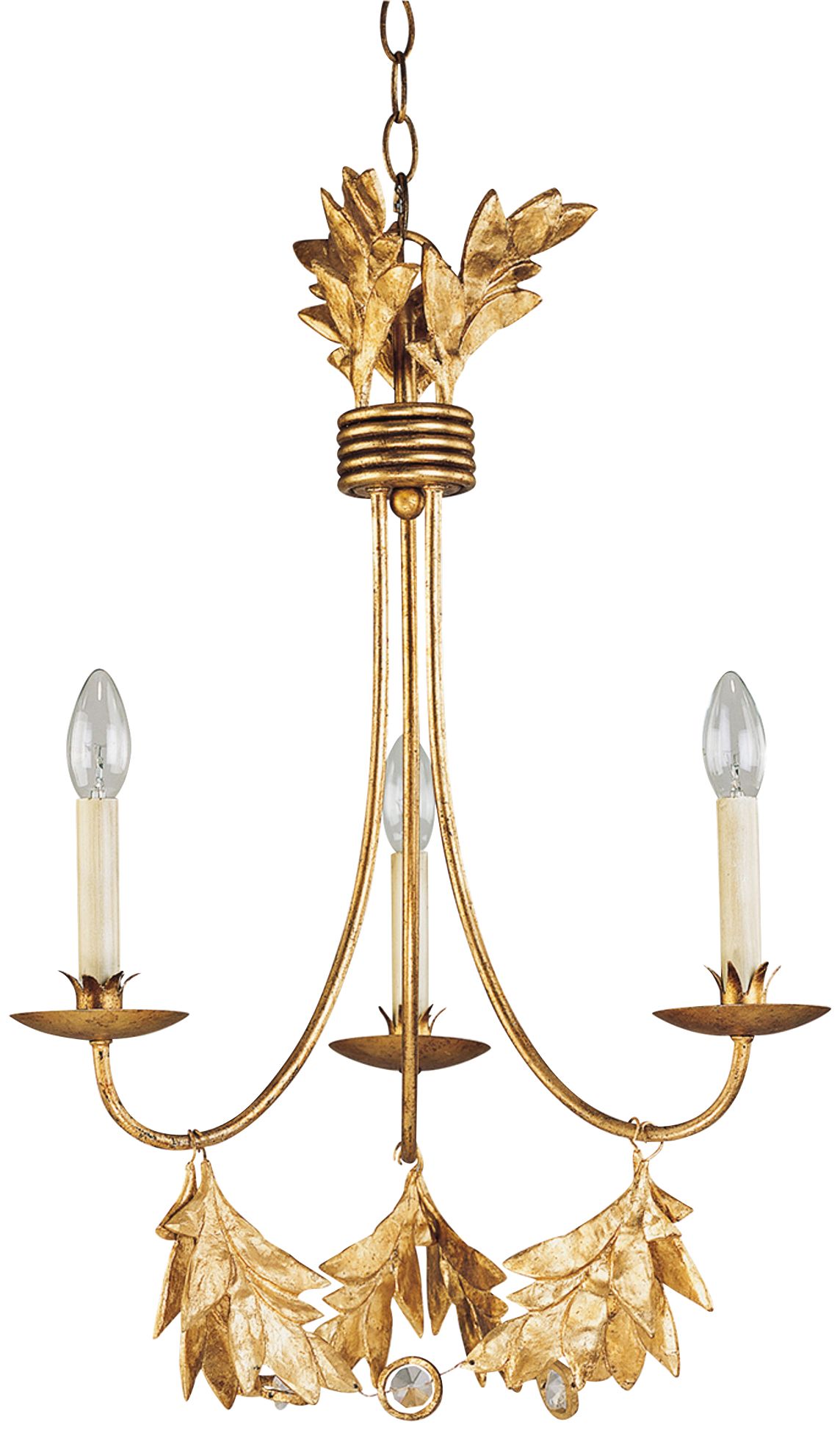 Sweet Olive 20" Wide Distressed Gold 3-Light Chandelier