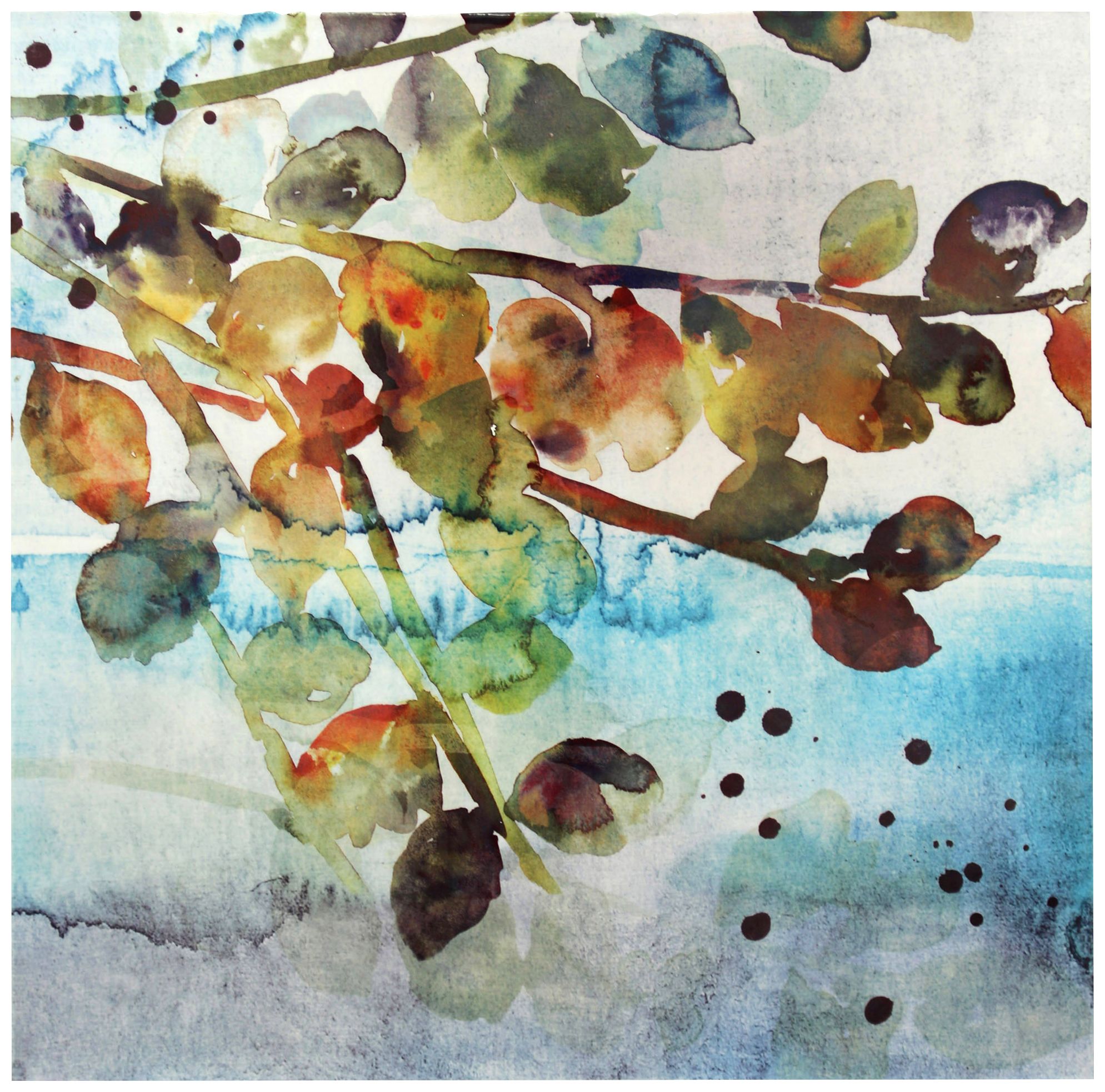 Watercolor Leaves 36" Square Canvas Wall Art