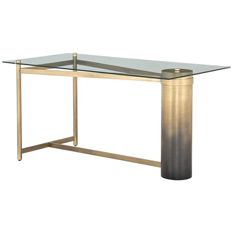 Gaye 60&quot; Wide Ombre Antique Brass Iron Desk