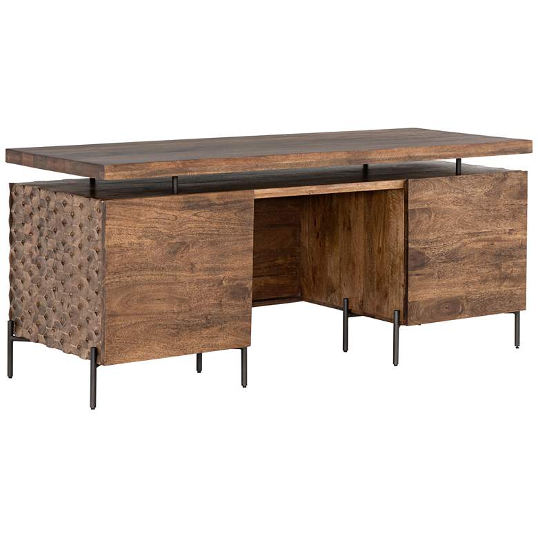 Raffael 71&quot; Wide Antique Brown 2-Door Wood Desk
