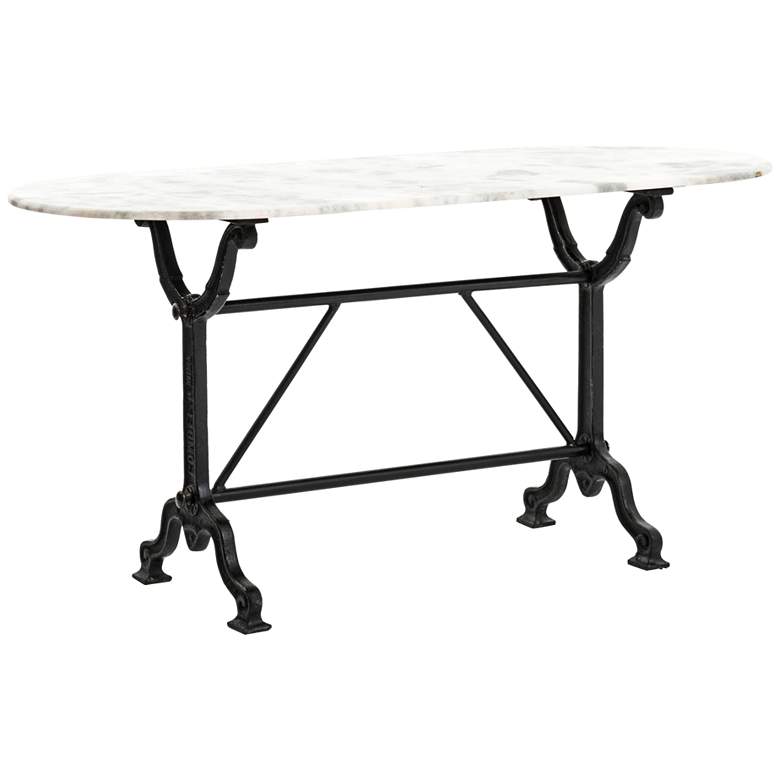 Ava 59&quot; Wide Marble and Black Metal Writing Table