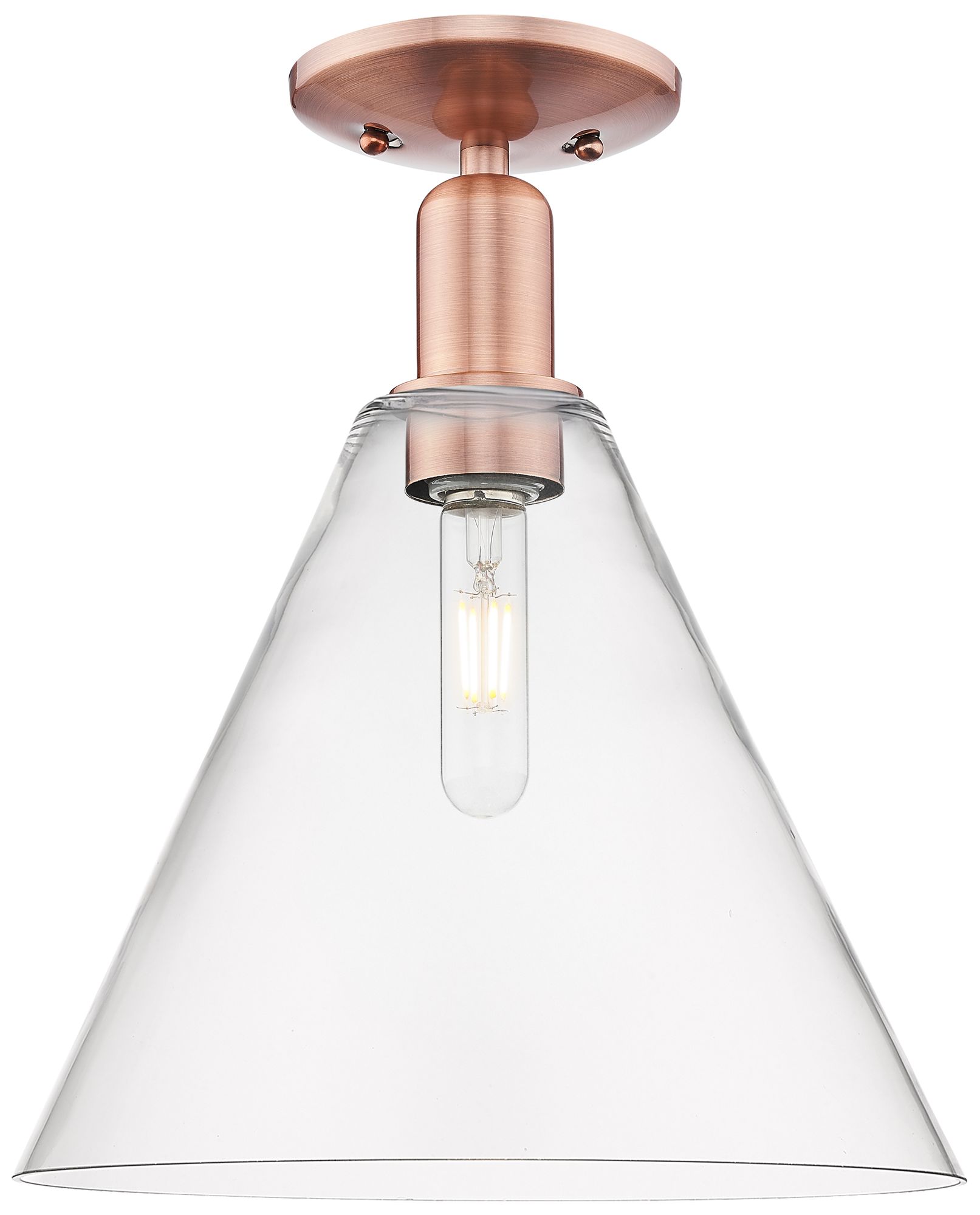 Innovations Lighting Arcadia Berkshire Glass 12"w Copper Semi.flush Mount With Clear Shade