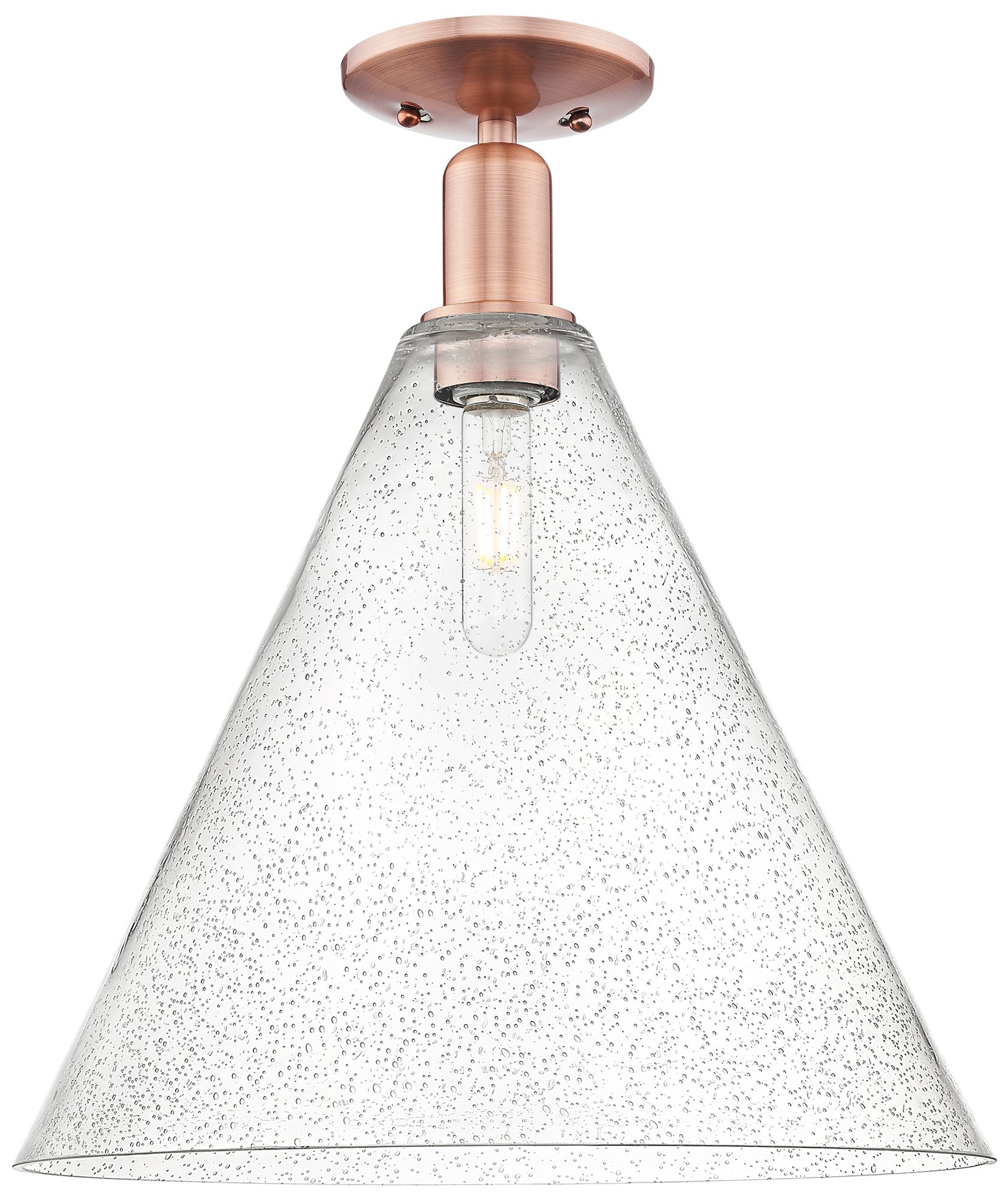 Innovations Lighting Arcadia Berkshire Glass 16"w Copper Semi.flush Mount With Seedy Shade