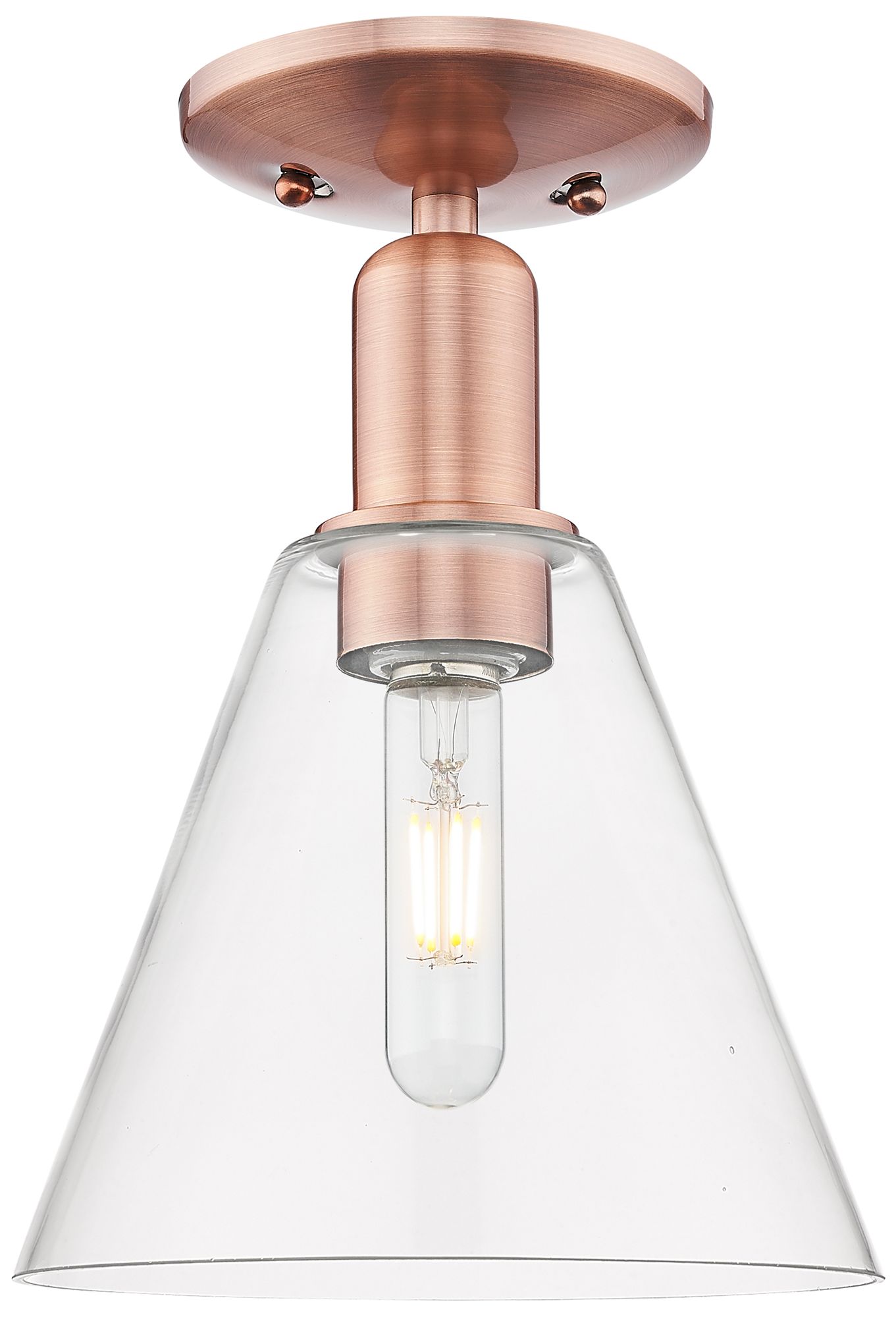 Innovations Lighting Arcadia Berkshire Glass 8"w Copper Semi.flush Mount With Clear Shade