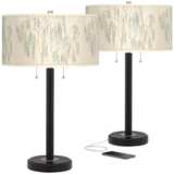Weeping Willow Arturo Black Bronze USB Table Lamps Set of 2