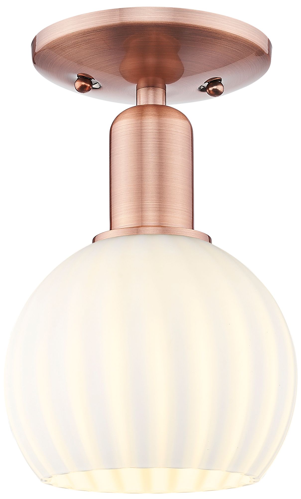 Innovations Lighting Arcadia White Venetian 6" Wide Antique Copper Semi.flush Mount With