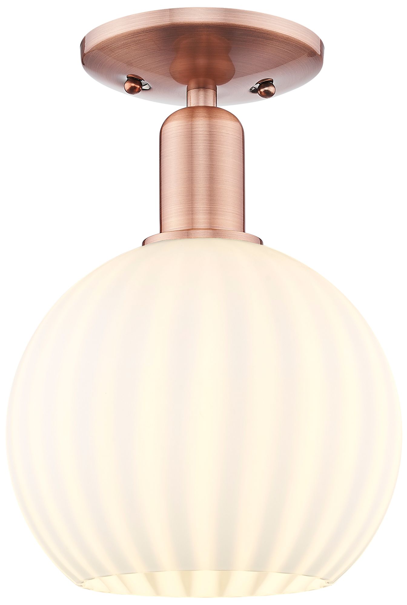 Innovations Lighting Arcadia White Venetian 8" Wide Antique Copper Semi.flush Mount With